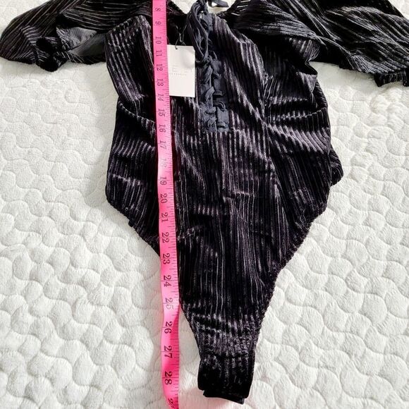 NEW AELY Los Angeles bodysuit black velour soft small - Picture 5 of 7